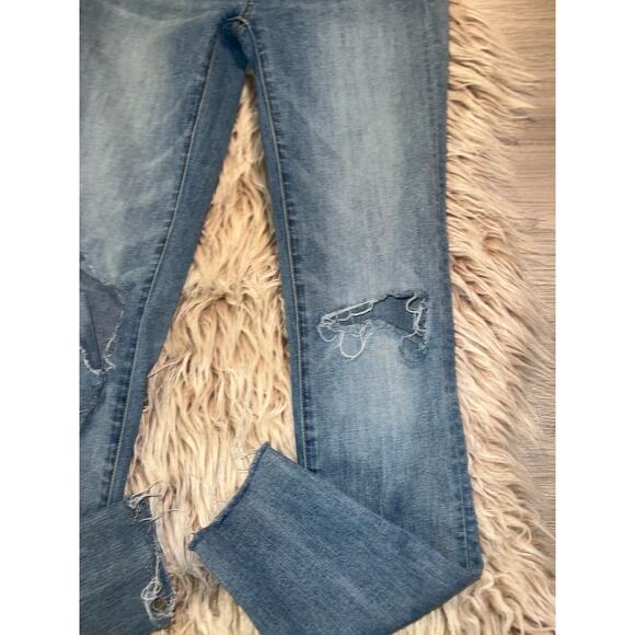 American Eagle super stretch womens distressed jegging ankle blue jean - Picture 3 of 10